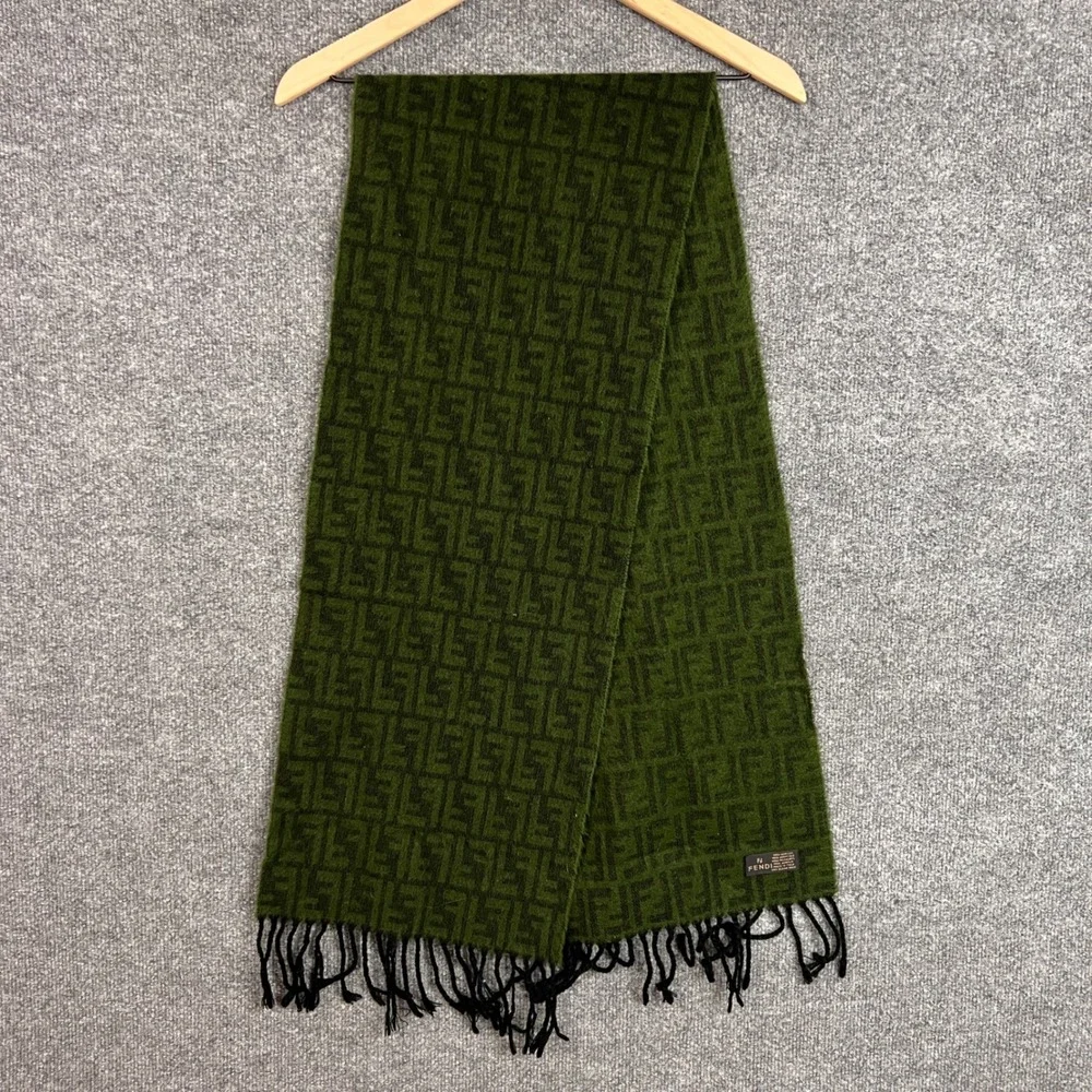 Fendi Green and Black Patterned Scarf - Picture 2 of 6